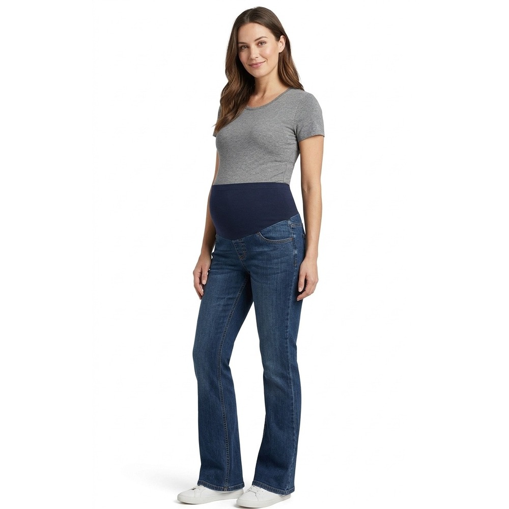 Three Seasons Maternity Jeans Dark Wash Bootcut Elastic Band TS12855 - Small